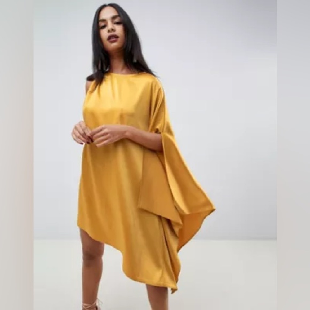 ASOS Mustard Yellow Satin Mini Dress